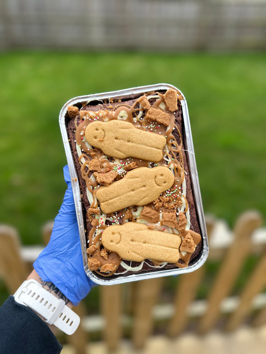 Biscoff & gingerbread brownie slab