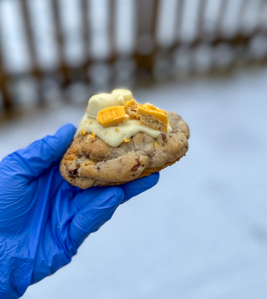 Gold bar & milky bar stuffed cookie